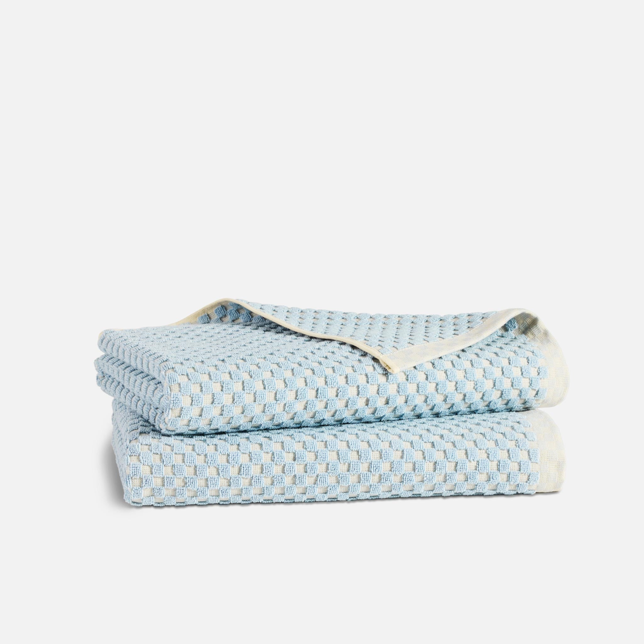Checkered Jacquard Bath Towels Set of 2 - Last Call