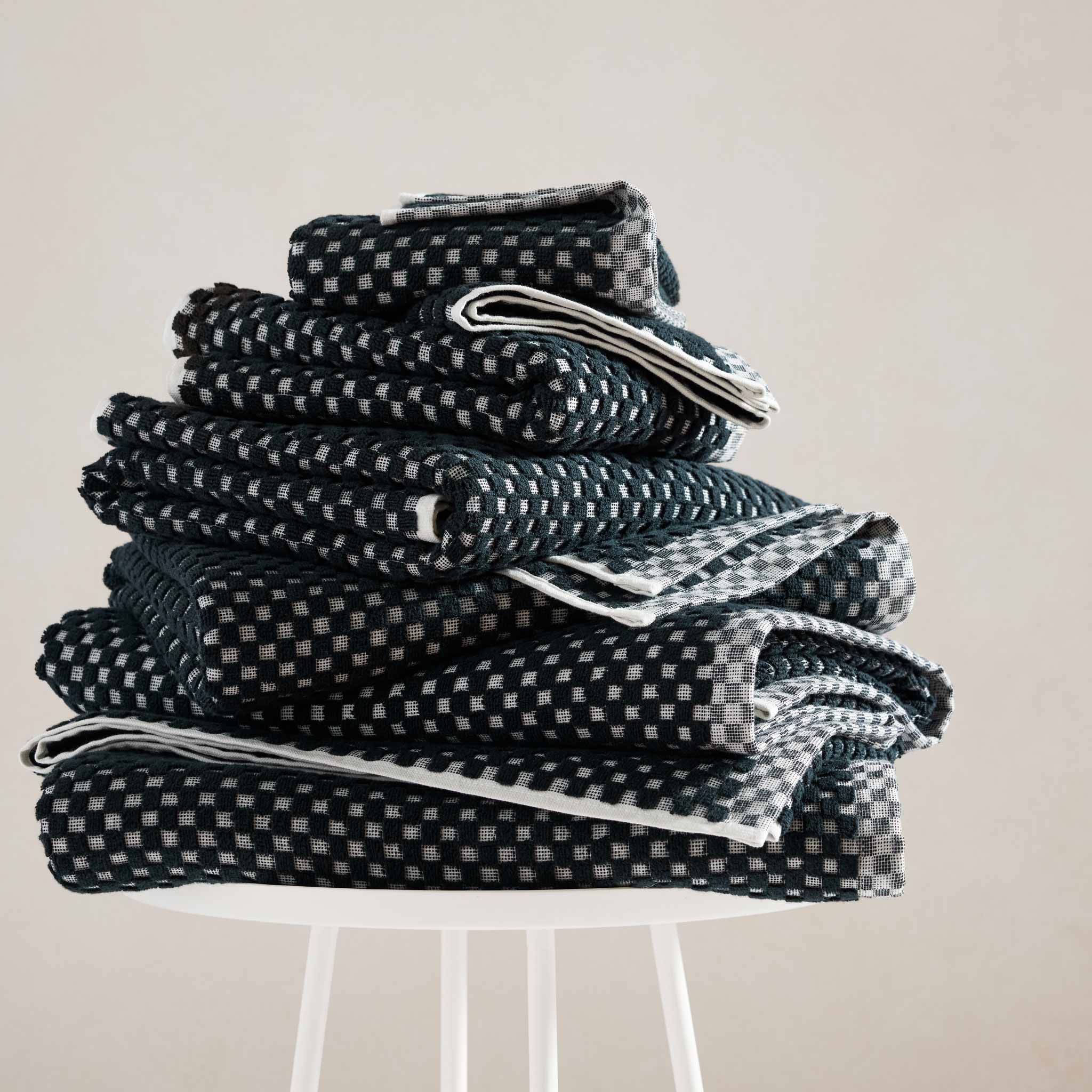 Checkered Jacquard Hand Towels Set of 2 - Last Call