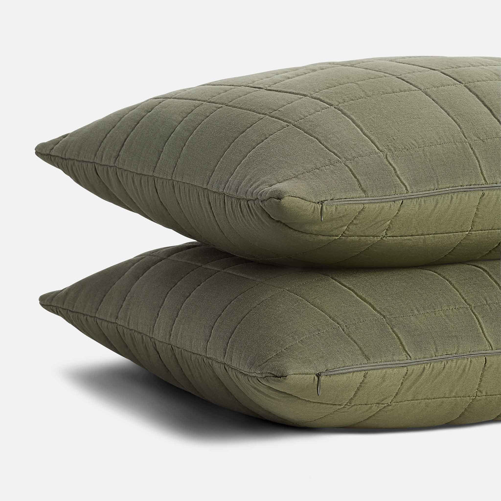 Washed European Linen Quilted Sham Set