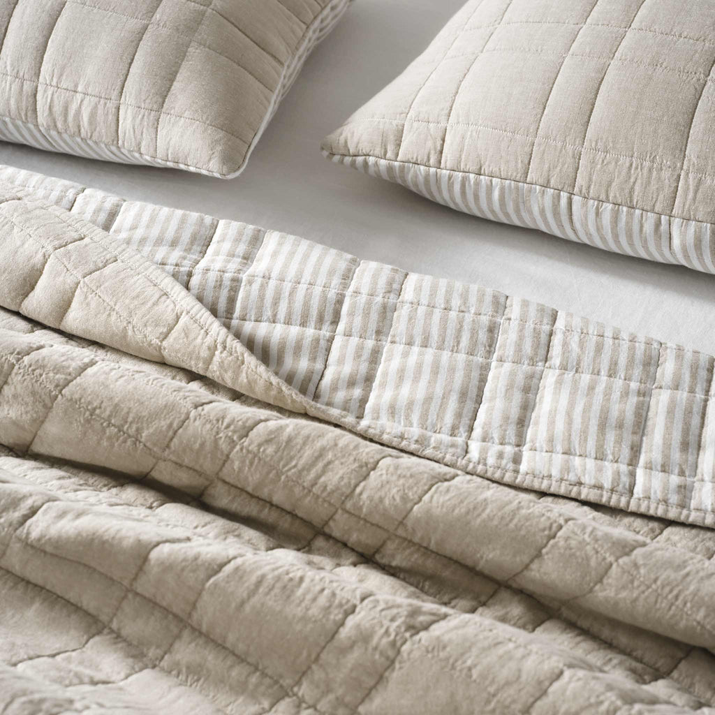 Washed European Linen Quilted Sham Set